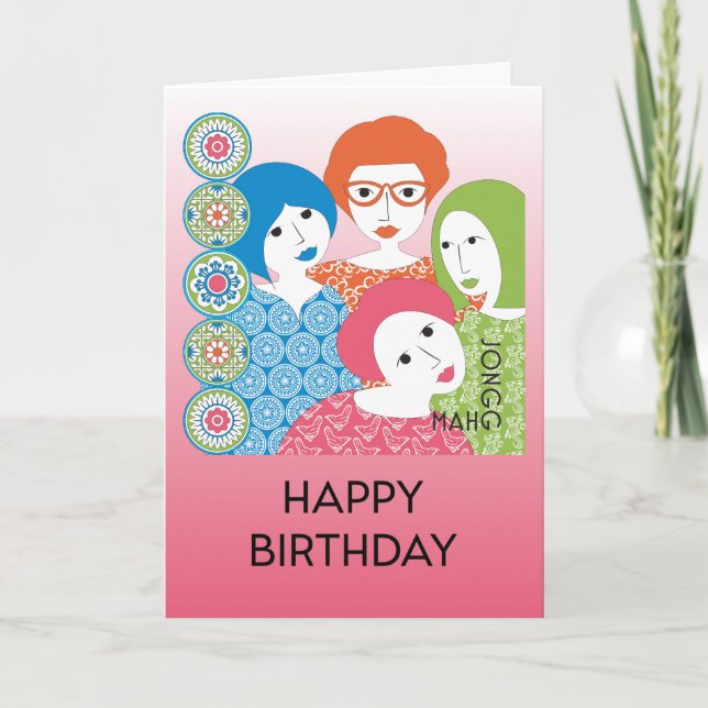Mah Jongg Limerick Dots Birthday Card Tack Kort (Framsida)