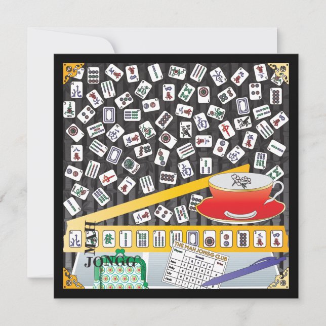 Mah Jongg Limerick Mahj Flat Card Inbjudningar (Framsida)