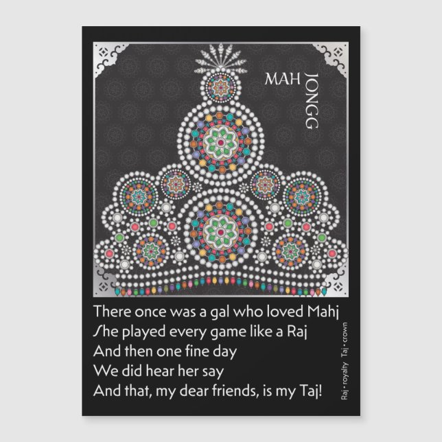 Mah Jongg Limerick Taj Flat Magnet (Framsida)