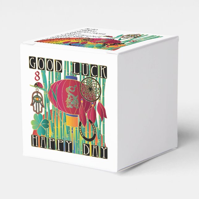 Mah Jongg Lycka till Lycklig Day Presentaskar (Framsidan Sidan)