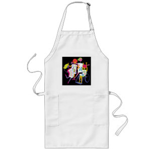 Mah Jongg Lycklig Dance Black Apron Långt Förkläde