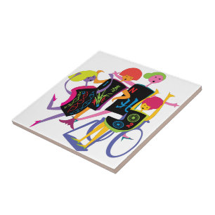 Mah Jongg Lycklig Dance White Tile Kakelplatta