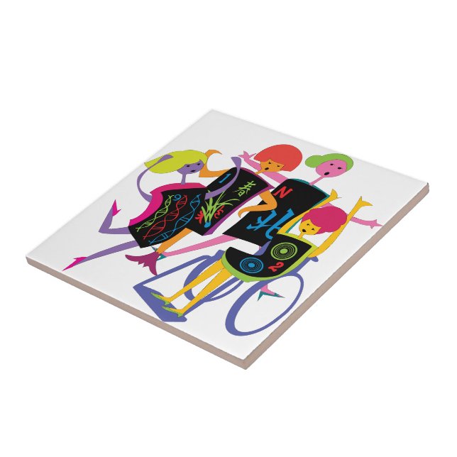 Mah Jongg Lycklig Dance White Tile Kakelplatta (Sidan)