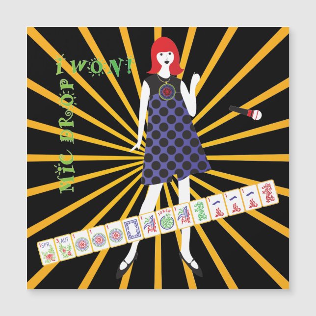 Mah Jongg Mic Drop Magnet Card (Framsida)