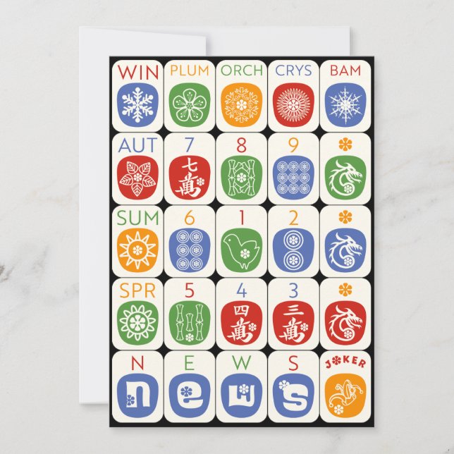 Mah Jongg Modern Flat Card Kort (Framsida)