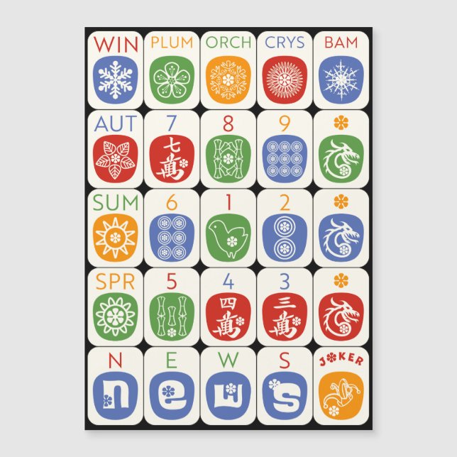 Mah Jongg Modern Magnet Card (Framsida)