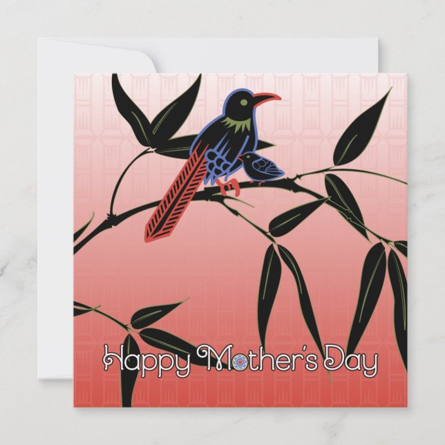 Mah Jongg Mor Day Bird Card Inbjudningar (Framsida)