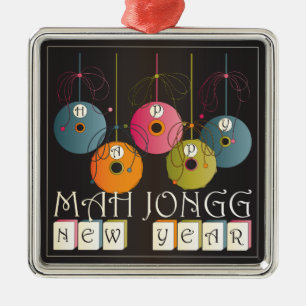 Mah Jongg New Years Julgransprydnad Metall