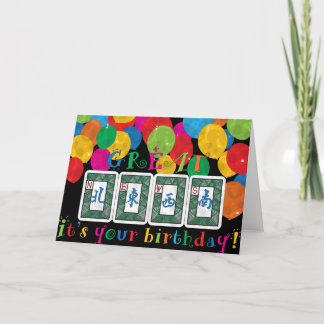 Mah Jongg NEWS Birthday Card Tack Kort