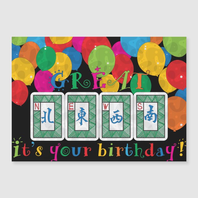Mah Jongg NEWS Birthday Flat Magnet (Framsida)