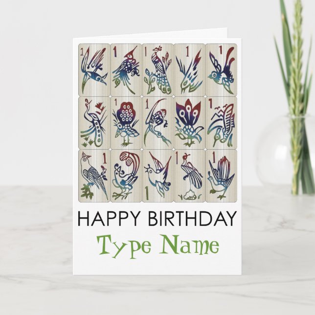 Mah Jongg One Bam Birthday Card Kort (Framsida)