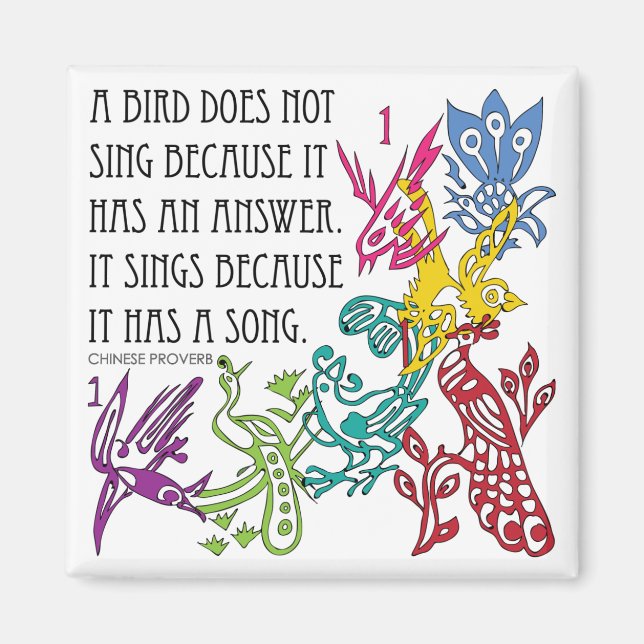 Mah Jongg One Bams Birds/Proverb Magnet (Framsidan)