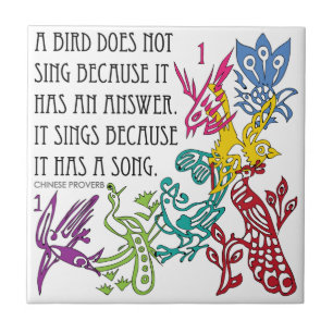 Mah Jongg One Bams Birds/Proverb Tile Kakelplatta
