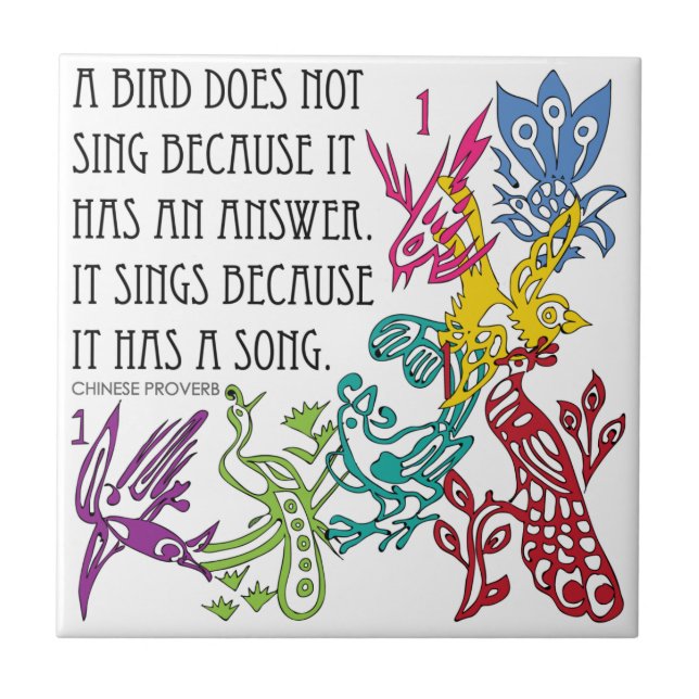 Mah Jongg One Bams Birds/Proverb Tile Kakelplatta (Framsidan)