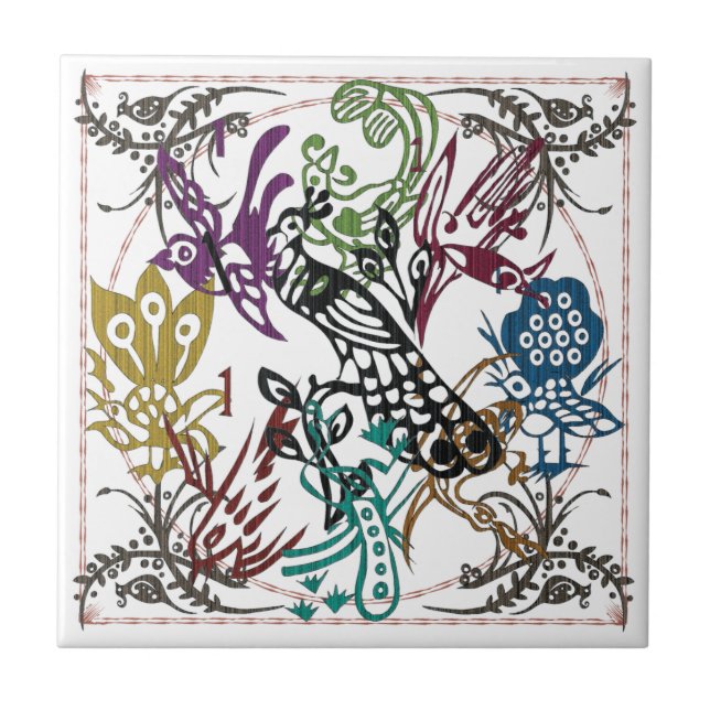 Mah Jongg One Bams Birds Tile Kakelplatta (Framsidan)