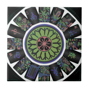 Mah Jongg One Dot Black Tile Kakelplatta