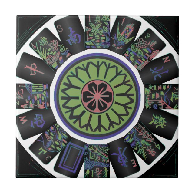 Mah Jongg One Dot Black Tile Kakelplatta (Framsidan)