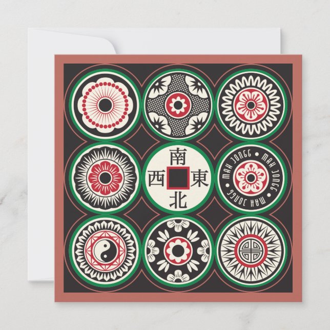 Mah Jongg One Dots Coin Flat Card Julkort (Framsida)