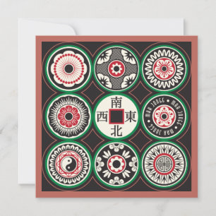 Mah Jongg One Dots Coin Flat Card Julkort
