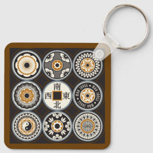 Mah Jongg One Dots Coin Keychain Nyckelring