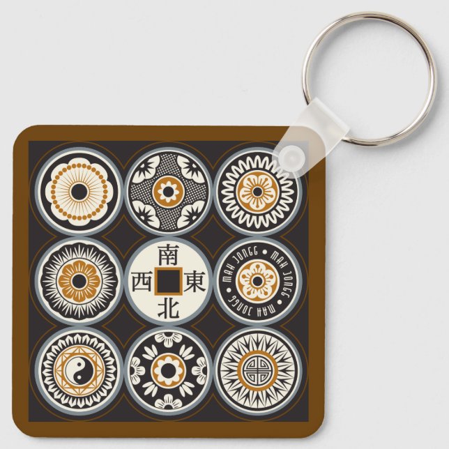 Mah Jongg One Dots Coin Keychain Nyckelring (Baksida)