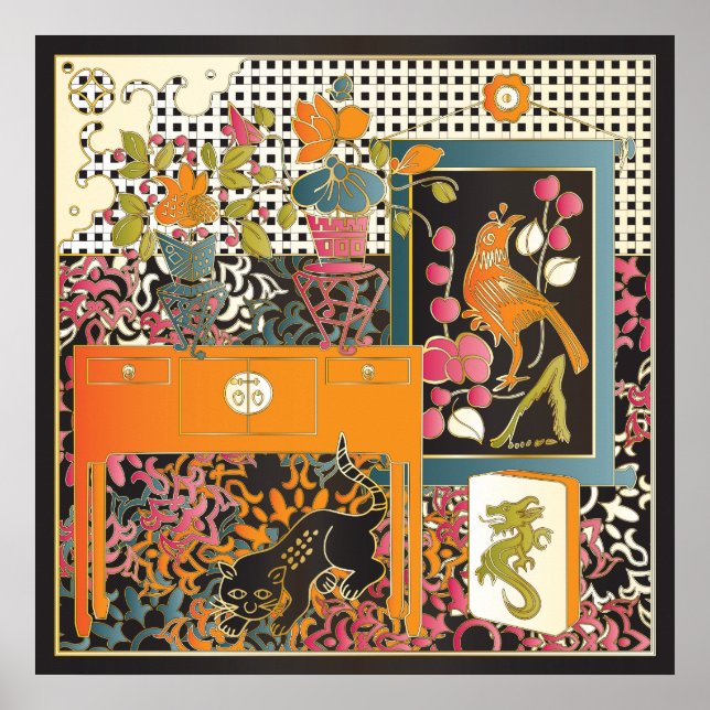 Mah Jongg Orange Bord Poster (Framsidan)