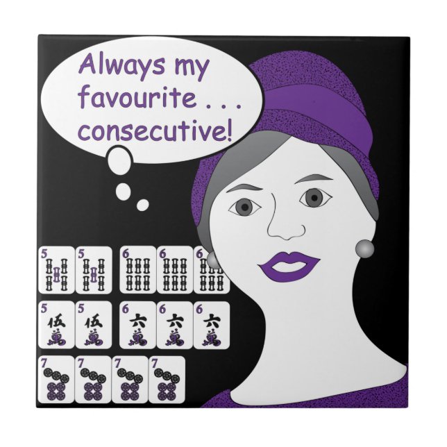 Mah Jongg Ord i följd Tile Kakelplatta (Framsidan)