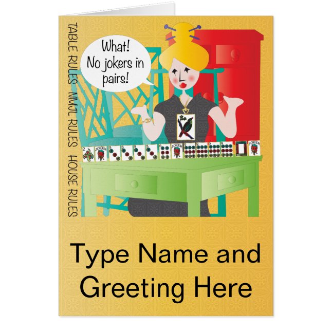 Mah Jongg Ord No Jokers Hälsningskort (Framsidan)