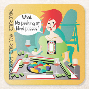 Mah Jongg Ord Peek Pass Underlägg Papper Kvadrat