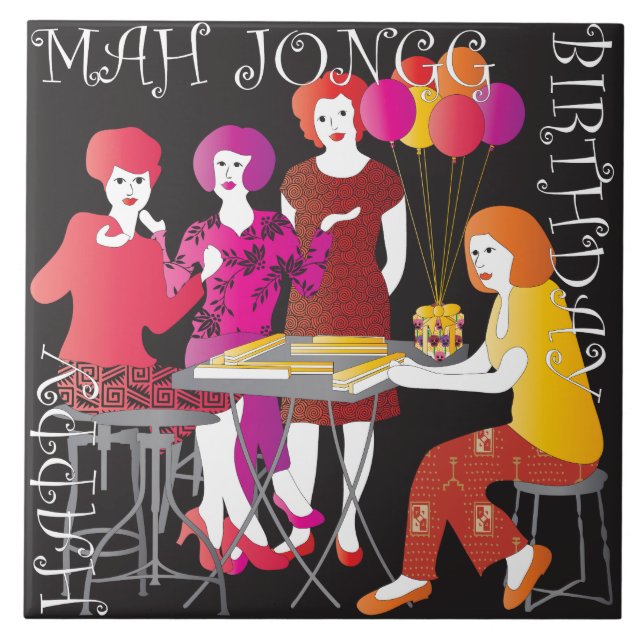 Mah Jongg Present Birthday Tile Kakelplatta (Framsidan)