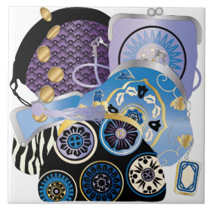 Mah Jongg Purses Blue Tile Kakelplatta