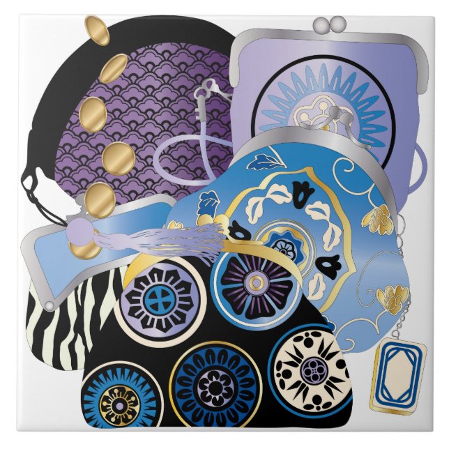 Mah Jongg Purses Blue Tile Kakelplatta (Framsidan)