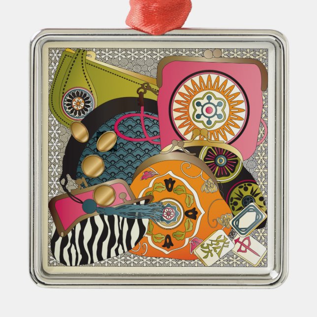 Mah Jongg Purses Julgransprydnad Metall (Framsidan)