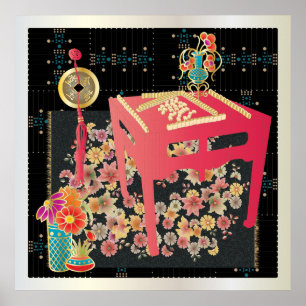 Mah Jongg Red Bord Poster