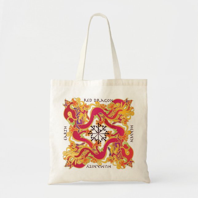 Mah Jongg Red Dragon Bag Tygkasse (Framsidan)