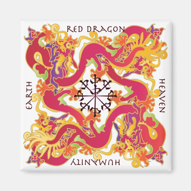 Mah Jongg Red Dragon Magnet (Framsidan)