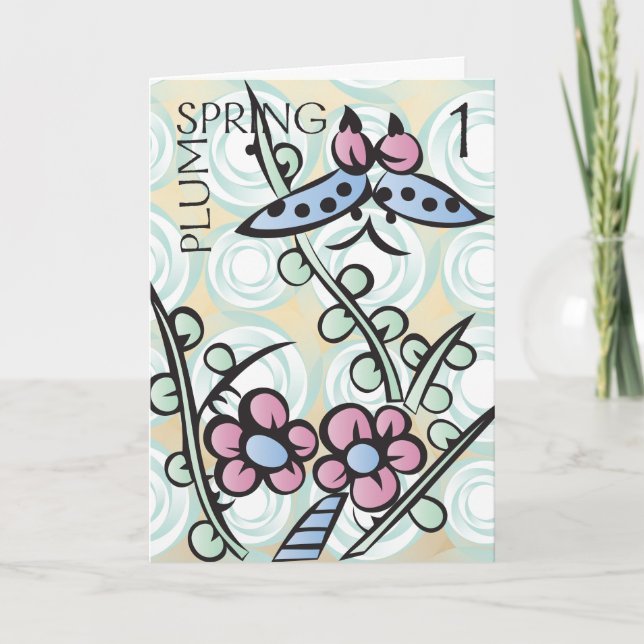 Mah Jongg Seasons Vår Card Tack Kort (Framsida)
