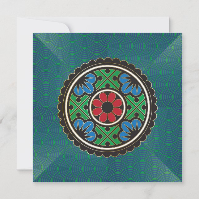 Mah Jongg-semesterinbjudan/Faltkort Julkort (Framsida)