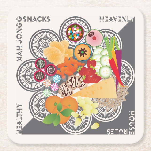 Mah Jongg Snacks Underlägg Papper Kvadrat (Framsidan)