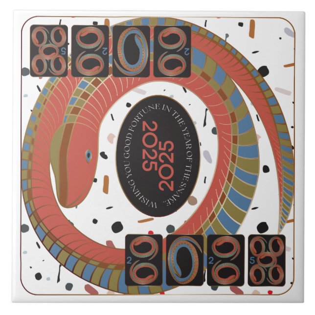 Mah Jongg Snake 2025 Ceramic Tile Kakelplatta (Framsidan)