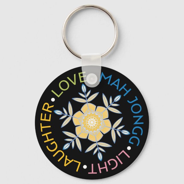 Mah Jongg Snöflingor Keychain Nyckelring (Framsida)