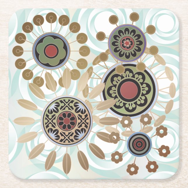 Mah Jongg Starburst Dots Underlägg Papper Kvadrat (Framsidan)