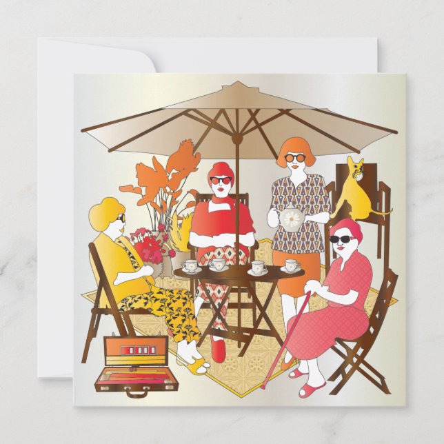 Mah Jongg Tea Party Inbjudningar (Framsida)