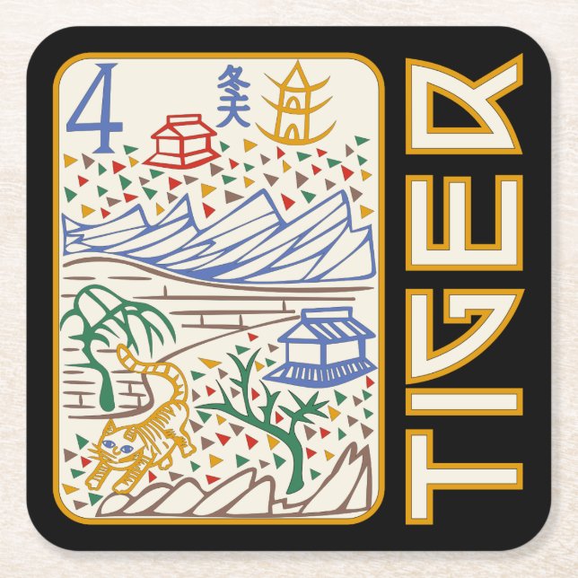 Mah Jongg Tiger Tile Underlägg (Framsidan)