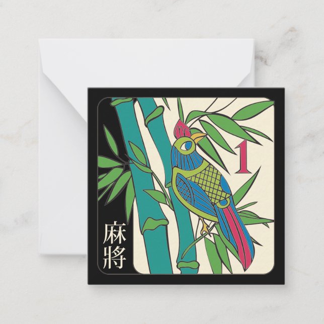 Mah Jongg Tiles Bird Card Small Anteckningskort (Framsida)