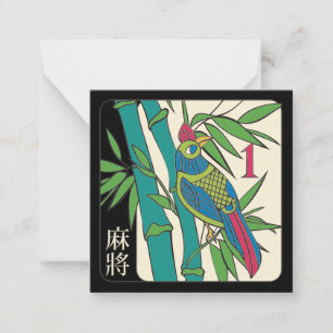 Mah Jongg Tiles Bird Card Small Anteckningskort