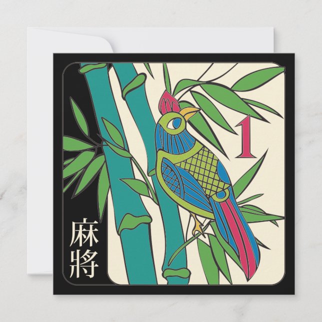 Mah Jongg Tiles Bird Flat Card (Framsida)