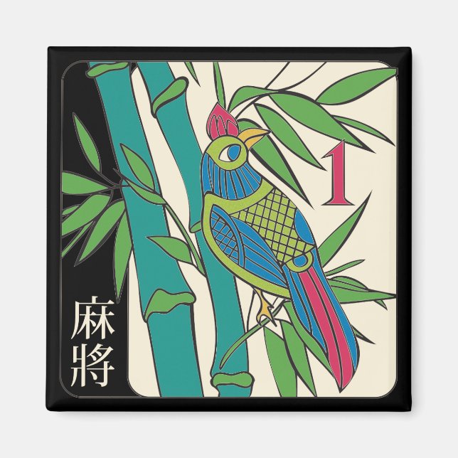 Mah Jongg Tiles Bird Magnet (Framsidan)