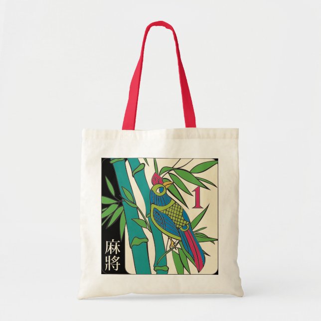 Mah Jongg Tiles Bird Tote Tygkasse (Framsidan)