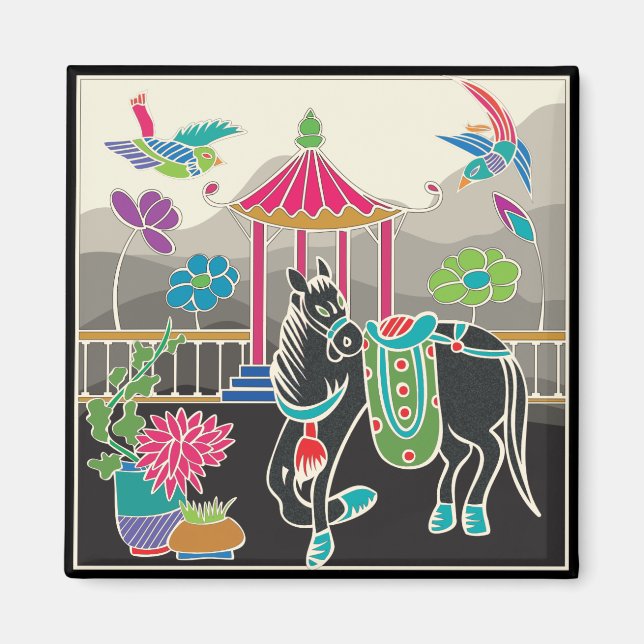Mah Jongg Tiles Horse Magnet (Framsidan)
